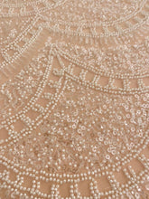 Dantela Ivory cu Model Geometric, cu Margele si Paiete